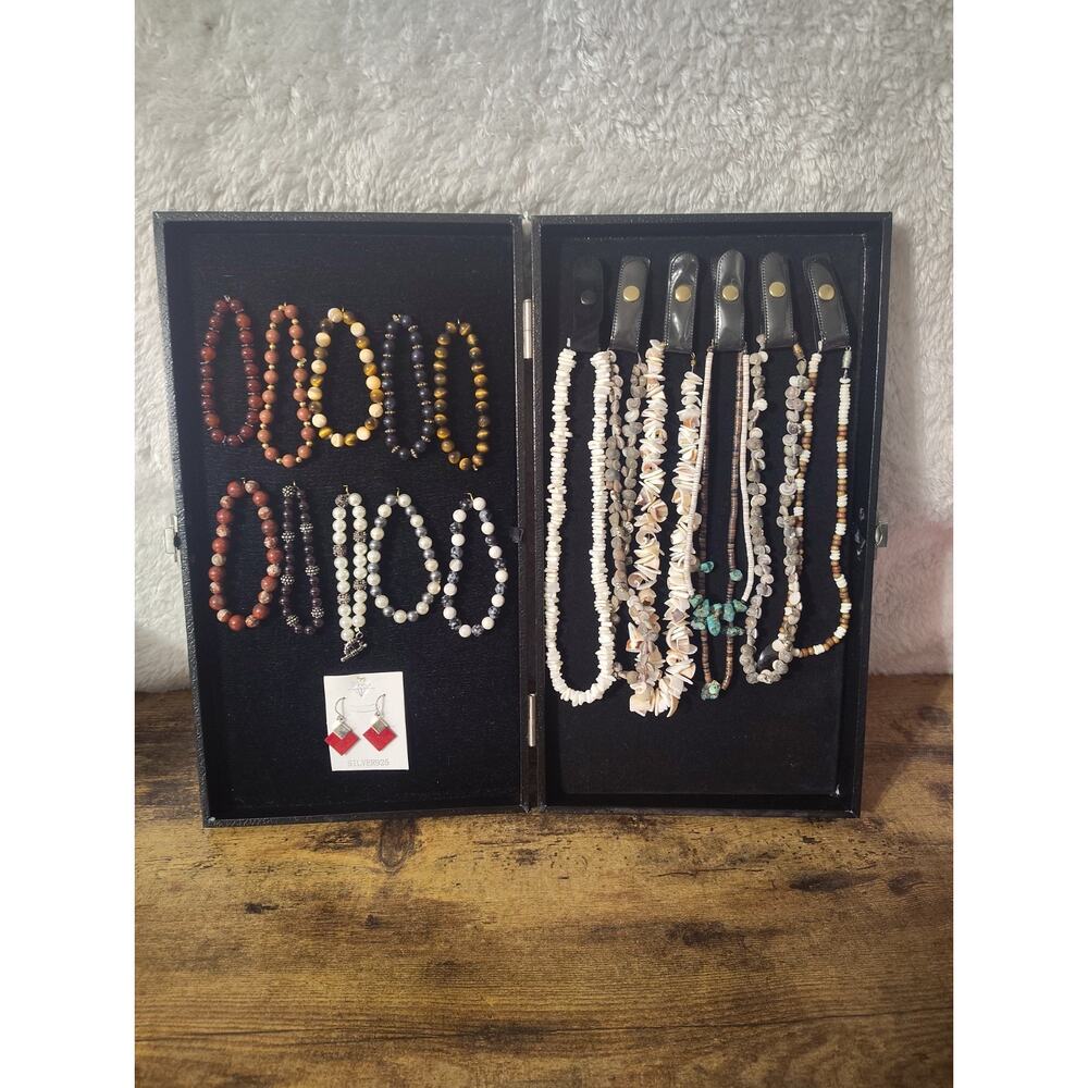 Handmade Sterling Silver Beaded Jewelry Lot Bracelets Necklaces Earrings Box